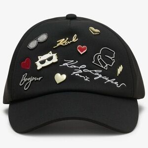 Karl Lagerfeld Black Cap with Iconic Accents